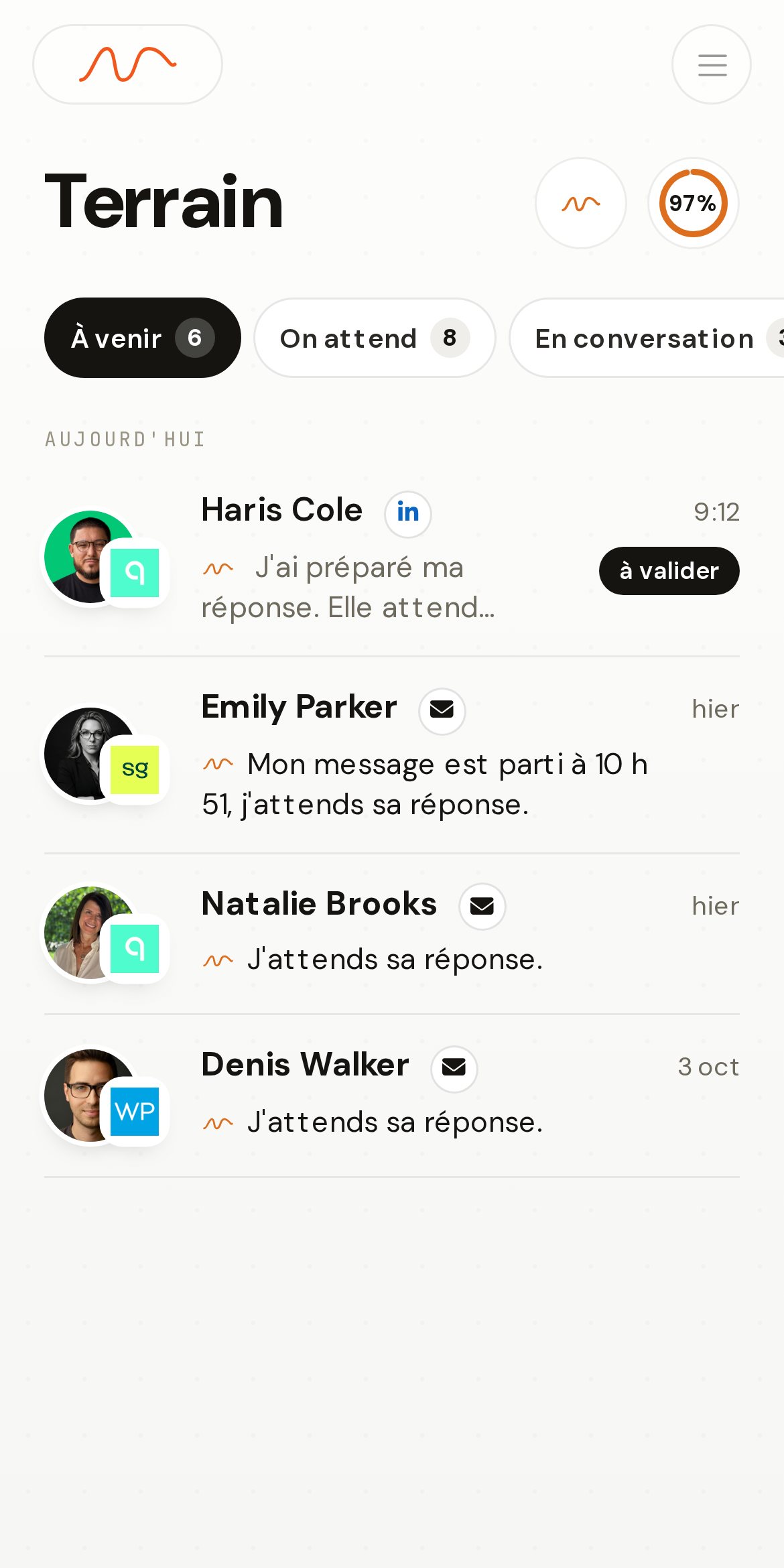 Terrain sur le téléphone : la réponse à Haris attend votre validation