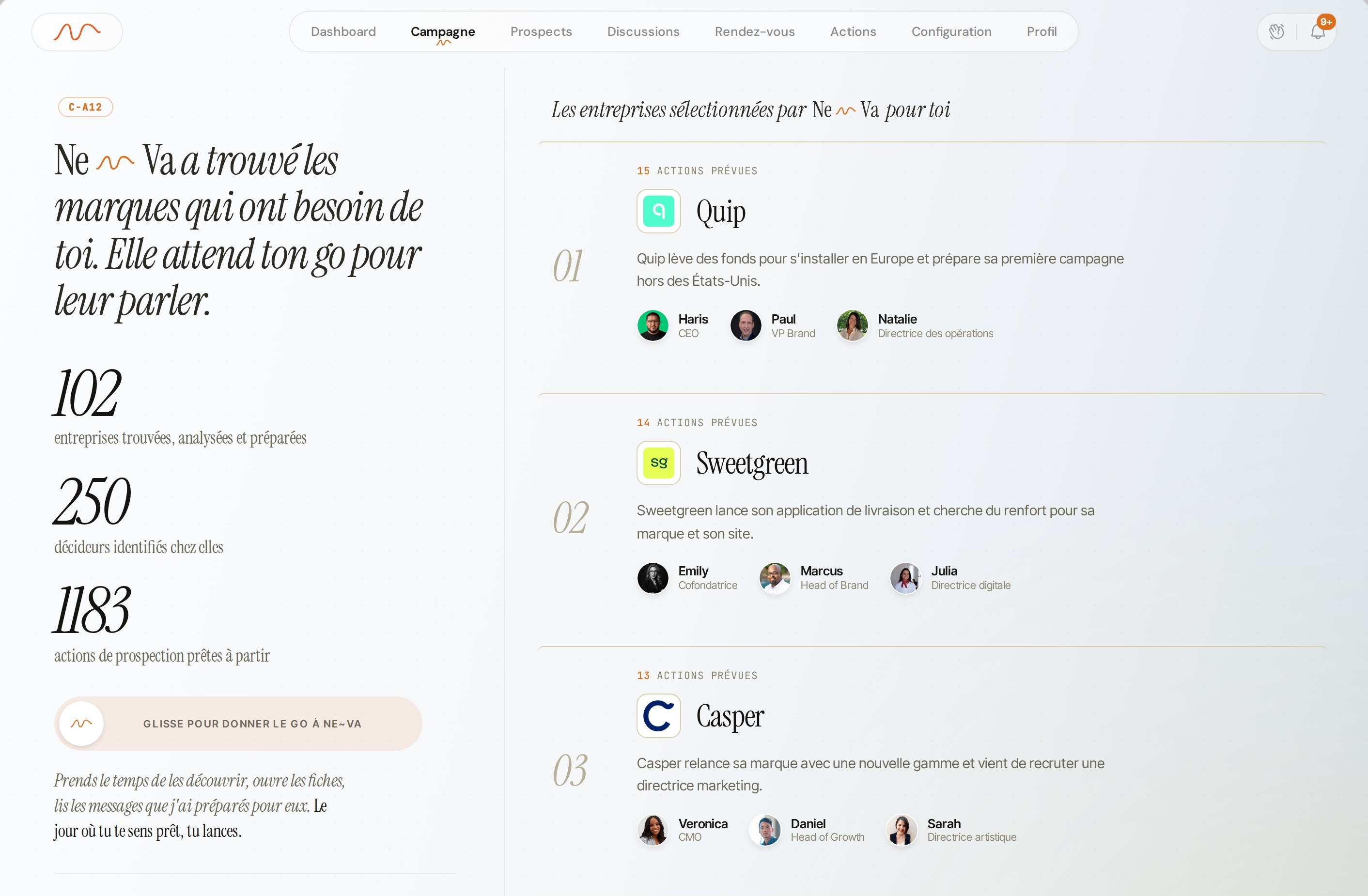 Les entreprises trouvées par Ne~Va, prêtes à partir